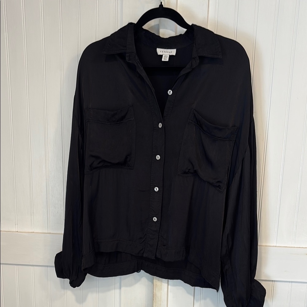 TopShop Black Button-Up Shirt size 10